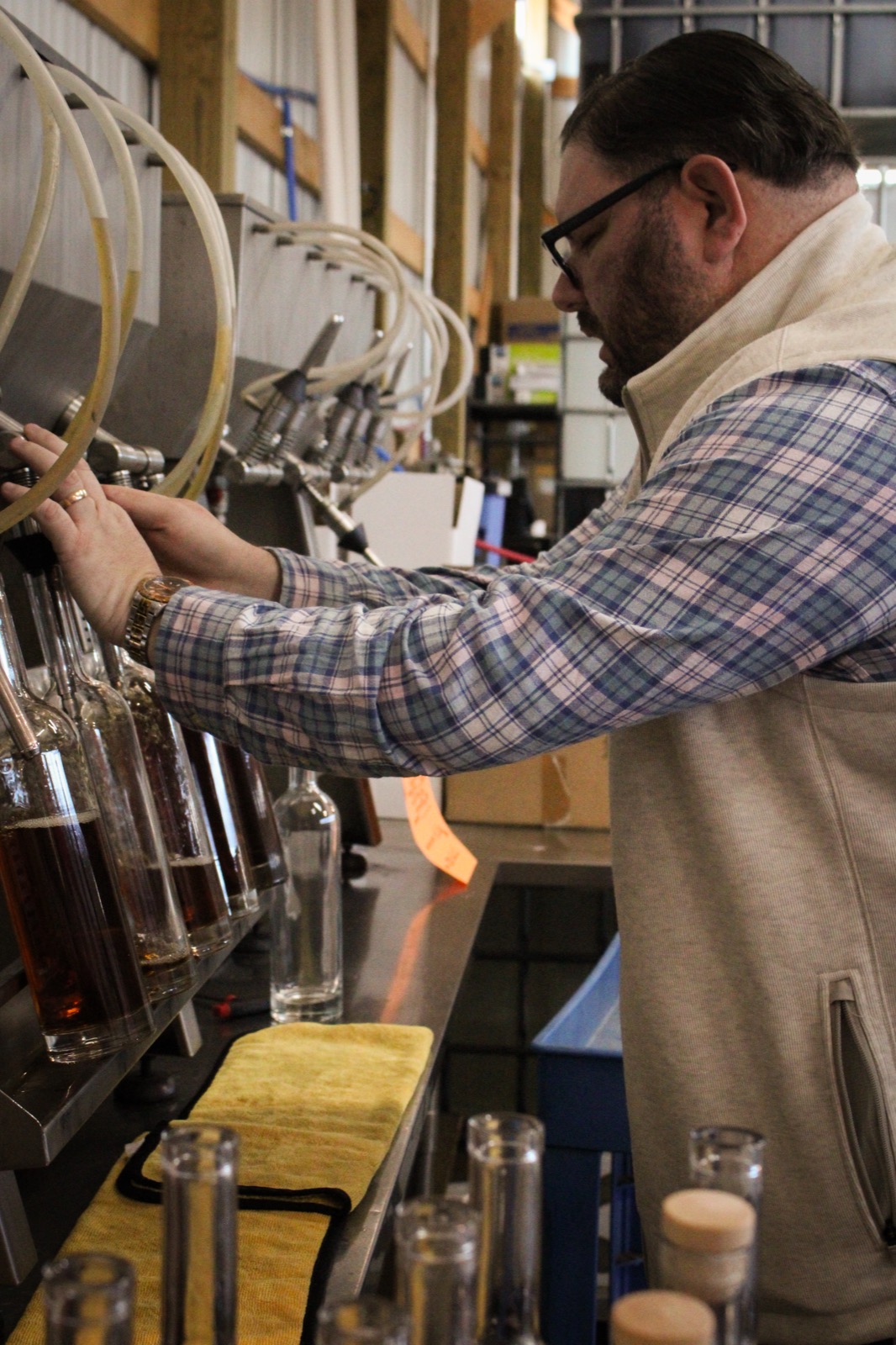 Hands-on bottling at the distillery